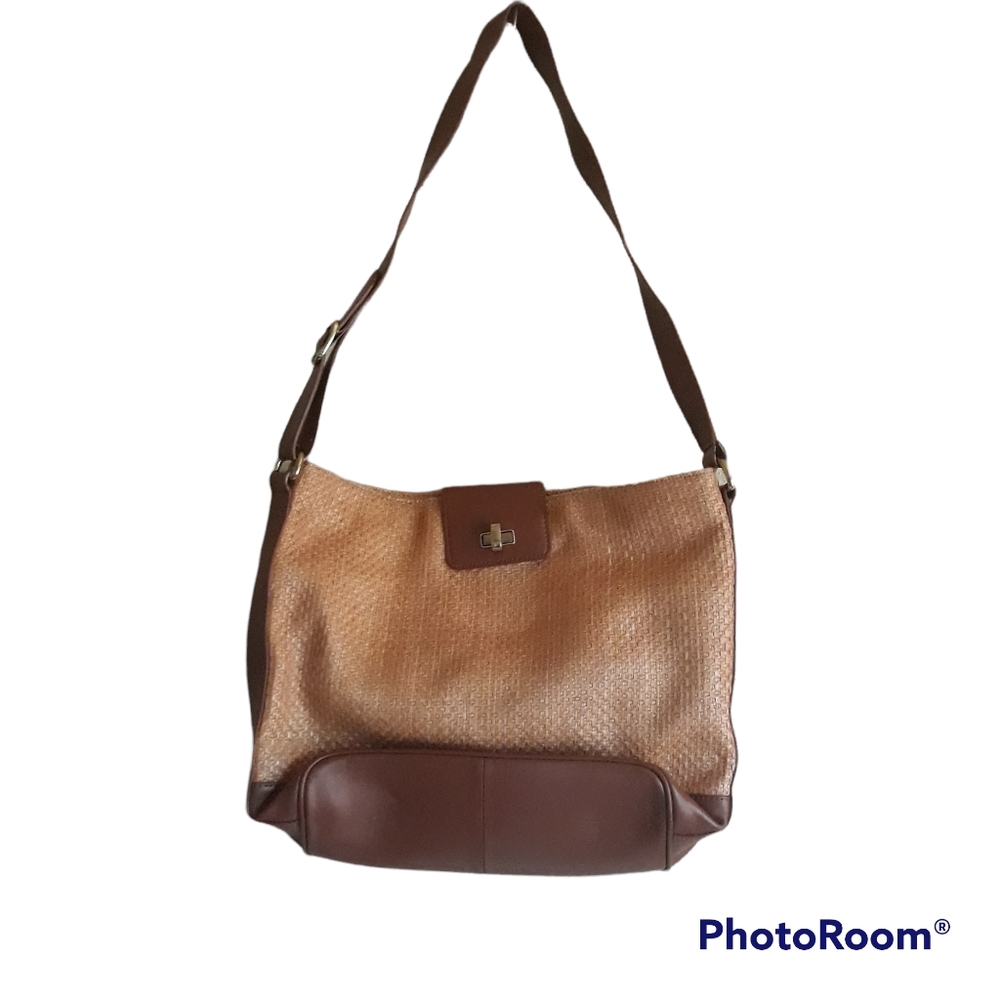Talbots straw and leather handbag